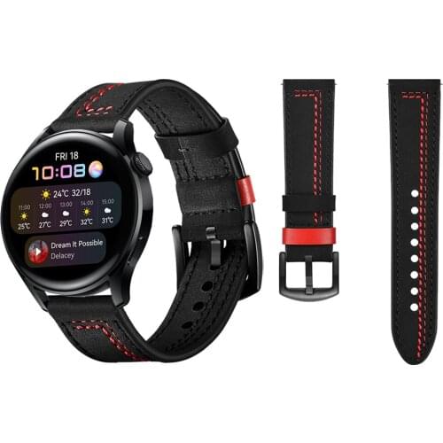 For HUAWEI WATCH 3 GT2 46MM Leather Strap Band GT 2 Pro Wristband Bracelet For HONOR MagicWatch 2 42mm Wriststrap Watchband