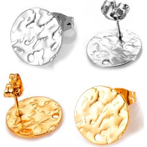 10pcs/lot Stainless Steel Round Earring Posts Hypoallergenic Earrings Findings for DIY Jewelry Making Suppliers