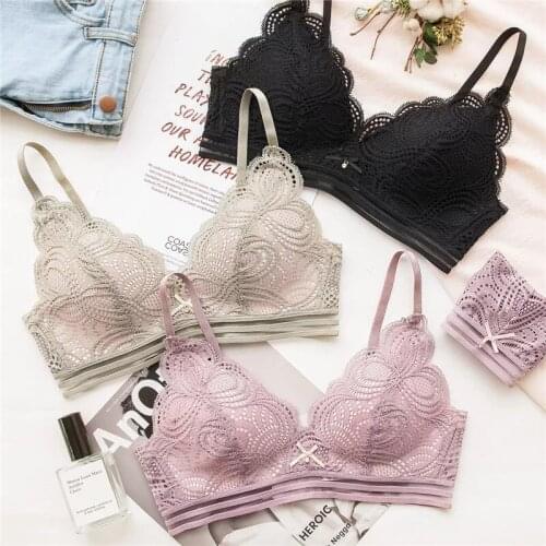 Lace Floral Bralette Sexy Lingerie Thin Japanese Style Adjusted Seamless Bra Underwear Push Up Wireless Women Bras Plus Size