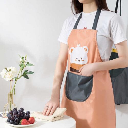 Kitchen Wipeable Waterproof Oil-Proof Cartoon Apron For Restaurant Grill Cafe Barbecue Milk Tea Shop Garden Baking Accessories