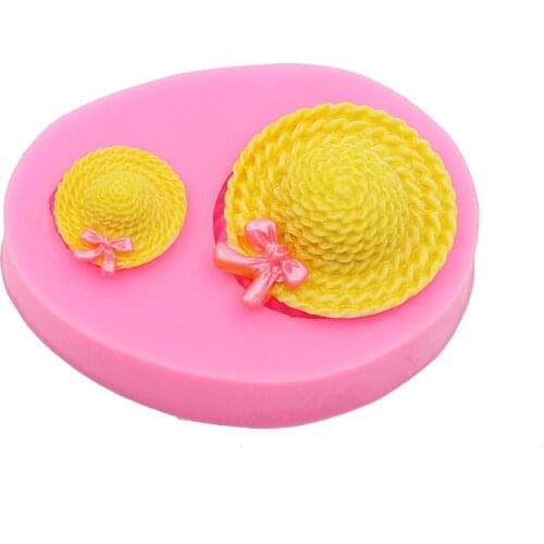 Bowknot small straw hat turn sugar cake silicone mold handmade chocolate craft mold DIY baking cake dessert decoration gadget