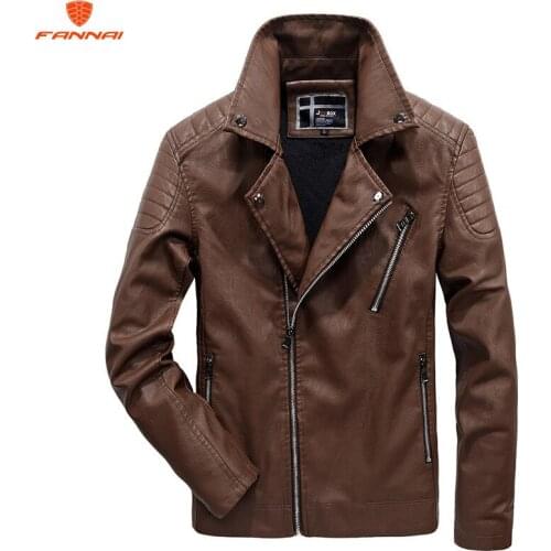 Brand motorcycle mens leather jacket autumn and winter leather jacket mens stand collar solid color PU leather jacket 5XL 6XL