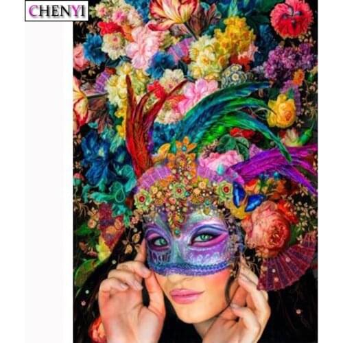 5D Diy Diamond Painting Mask Girl Flowers Paint By Number Full Diamond Embroidery Kit Cross Stitch Rhinestones Craft Home Decor