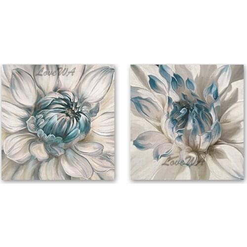 New 2PCS Group Flowers Oil Painting Picture Canvas Wall Art 100% Hand Painted Abstract Wall Decor Flower Artwork Showpieces