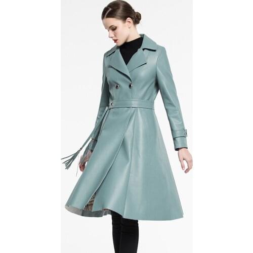 Real Leather Montone Jacket Women Genuine Leather Sheepskin Coat Female Spring Autumn Slim Double Breasted 2020 Windbreaker 905