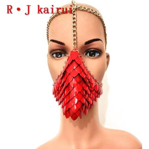 New RJkairui RJH017 Gold Chains Red Fish Scale Chains Heads Jewelry Layers Fish Scale Head Chains Costume Jewelry