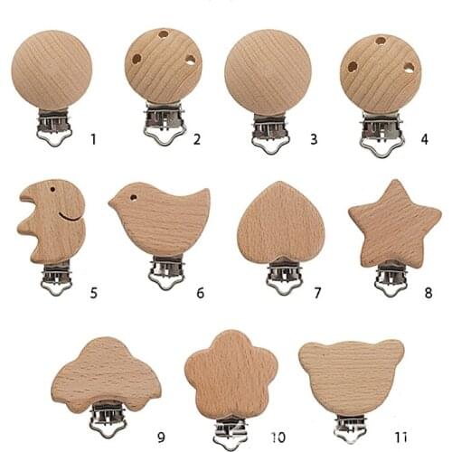 1pc New Arrival Lovely Wooden Pacifier Clip Natural Beech Wood Baby Pacifier Clips Dummy Clips DIY Pacifier Chain Accessory