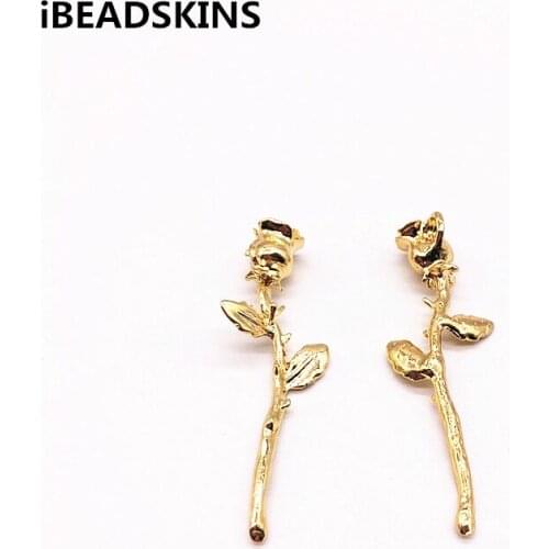 New arrival!52X18mm 50pcs/lot zinc alloy rose shape connector for Stud earring/earrings accessories/Earring parts Jewelry DIY