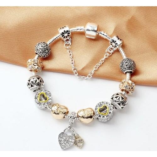 New Original Alloy Bead Charm Snake Chain Basic Bracelet Charms Bracelet Love Family Fit Pan For Fashion Women DIY Jewelry Gift