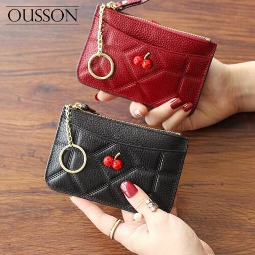 OUSSON 2020 Fashionable light and soft cowhide cherry coin purse