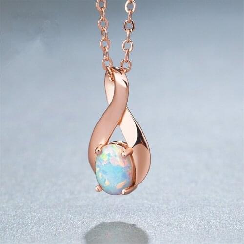 HOT SELL New Stylish 8 - Word Circular Imitation Opal Necklace Simple Necklace With Women Wedding Christmas Party Jewelry Gifts