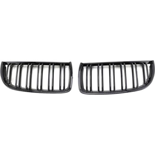 Front Bumper Kidney Grille Dual Line Mesh Grille for-BMW 3 Series E90 318I 320I 323I 325I 2005-2008, Carbon Fiber
