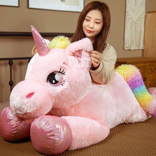 Kawaii Unicorn Plushie Stuffed Animal Crossing Toys Soft Big Horse Skin Semi-Finished Pillow Cushion Birthday Gift For Girl Kids