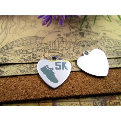 20pcs--stainless steel charms RUNNER ,5Km, 10Km, 13.1, 26.2 ,Marathon charms for necklace/bracelet/keychain DIY jewelry