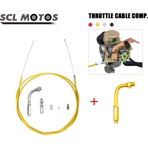 SCL MOTOS 190cm Motocycle Motocross Throttle Cable Nylon Braided Pipe With 90° Accelerator Adjuster Screw For Honda For Yamaha