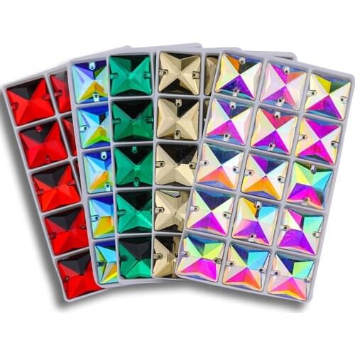 Brand new multi-color Rivoli multi-size rectang sewn on rhinestones DIY glass stone flat bottom hand-sewn rhinestones craft sew
