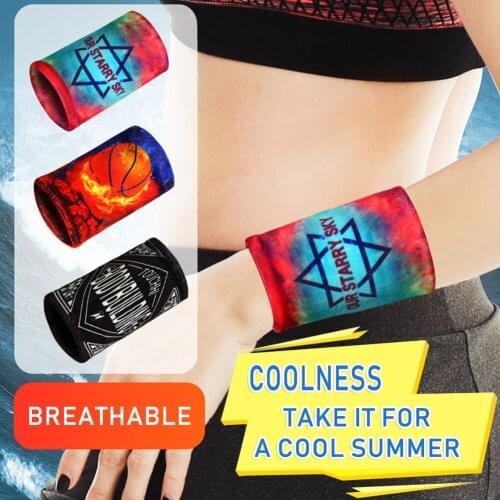 Athletic Cooling Wristbands Men Women Gym Yoga Sport Exercise Wrist Sweatband Ice Silk Sweat Absorbing Wristband 1PC