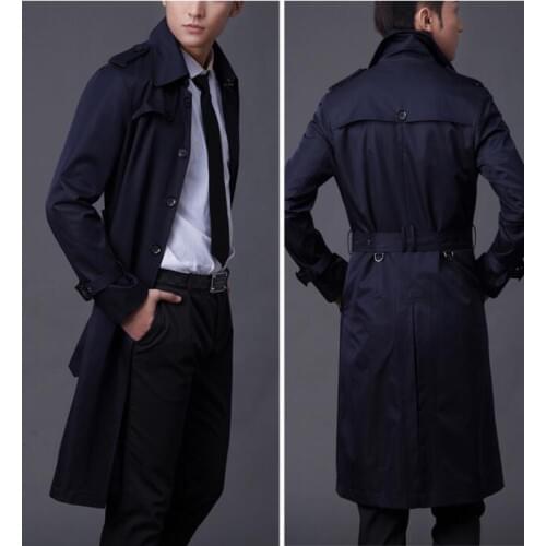 Mens trench coats spring autumn man long coat men business casual clothes slim fit single-breasted overcoat long sleeve S - 5XL