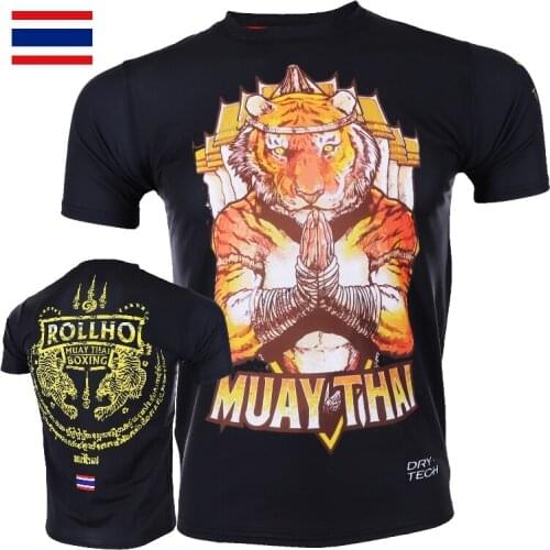 Fight MMA fitness T-shirt ROLLHO soft monkey Thai short sleeves broadcast for tiger short sleeves speed dry muscle fight