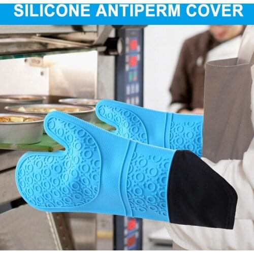 Thicken Silicone Oven Mitts Gloves Heat Resistant Non-Slip for Kitchen Cooking Baking JW