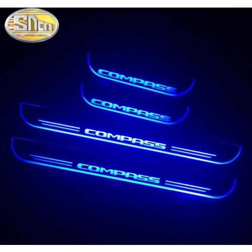 Waterproof Acrylic Moving LED Welcome Pedal Car Scuff Plate Pedal Door Sill Pathway Light For Jeep Compass 2007 - 2022