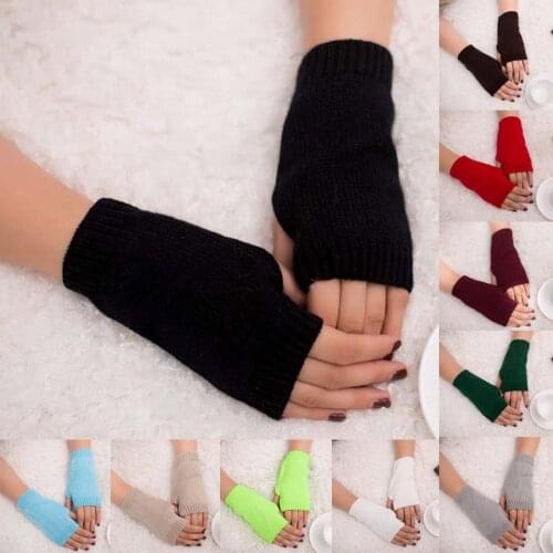 Knitted Knitted Half Finger Gloves Arm Fingerless Keep Warm Winter Gloves Soft Warm 2021 Women Girl