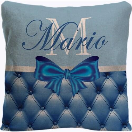 Custom Name Throw Pillow Case Decorative Cushion Cover Customize Gift For Bedroom Blue Pillowcase