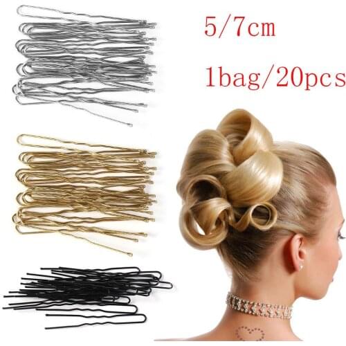 20PCS Hot 5/7cm U-shaped Waved Hair Pins Gold Barrette Trinket Alloy Hairclips Bridal Hairstyle Tool Headwear Accessories