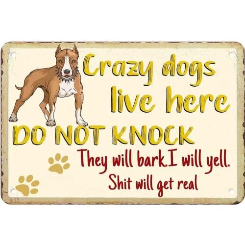 Tin Signs - Crazy Dogs Live Here Do not Knock - Vintage Metal Sign for Cafe Home Farm Supermarket Bar Pub Garage Hotel Diner