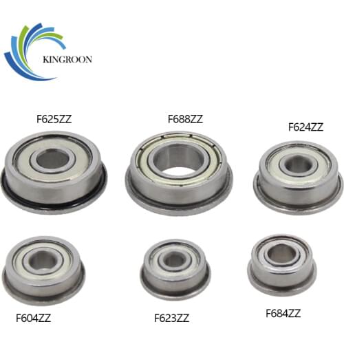 10pcs Flange Ball Bearings F604ZZ F623ZZ F624ZZ F625ZZ F684ZZ F688ZZ 3D Printers Parts Deep Groove Pulley Wheel Aluminium Part