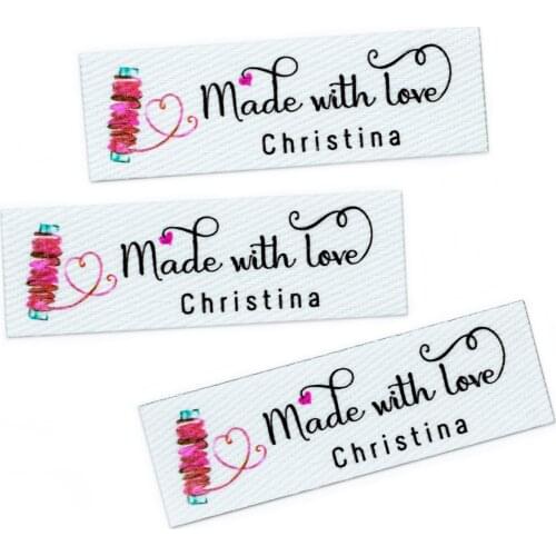 120 piece Custom Ironing Labels, Personalized Brand , Logo or Text, Clothing Labels, Custom Printed Fabric Label (YT172)