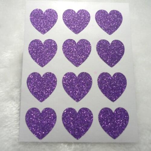 19mm/0.75inch - Purple Glitter Glamour Heart Sticker for envelope seals