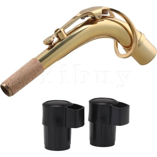 2x Plastic Alto Saxophone End Plug with Golden Alto Saxophone Bend Neck
