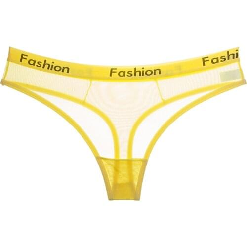 CretKoav 3 Pieces Random Color Women Letter Sport Yoga Shorts Sexy Low Waist Transparent Thong Word Women No Trace T Panties