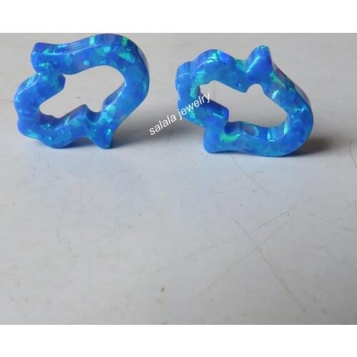 50pcs/lot OP05 Dark Blue 11x13mm Hollow Hamsa Opal Synthetic Hollow Hand & Hamsa Ring Opal ,Opal Hamsa for Necklace