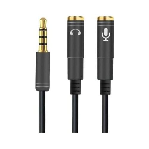 Jack 3.5mm Mic + Headphone Splitter Audio Cable Gold-Plated 3.5 mm Jack Aux Cable Cord for Computer Microphone Cellphone