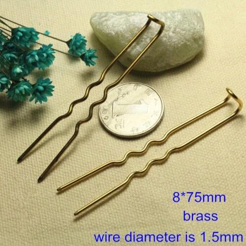 Free Shipping - 15 pcs Brass Hair Claw 8*75mm Delicate Brass Hairpin For DIY Crafts,3 Colors available: steel / brass