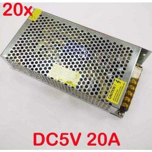 FREE DHL 20pcs/lot DC5V 20A 100W Switching Power Supply transformer, Input AC110~240V ,2 years warranty