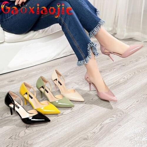 Pointed Toe High Heels 2021 Pure Colour Fashion Hollow Out Cover Heel Sandal 8.5CM Fine With Single Elegant Party Dress Shoes