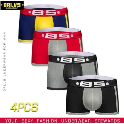 BS 4PC/LOT Sexy Underwear Men Cueca Boxershorts Men Hombre Male Boxer Men Gay Underwear Penis Breathable Boxer Underwear Penis