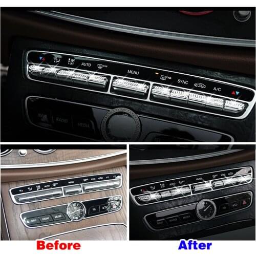 For Mercedes Benz E W213 E200 E220 E250 Central Console Air Condition AC Adjust Button Switch Refit Crystal Diamond Decal Trim