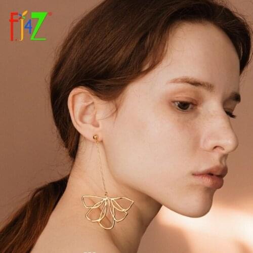 F.J4Z New Simplicity Hollow Alloy Flower Earrings Fashion Long Mix-matched Statement Earrings Jewellry oorbellen voor vrouwen