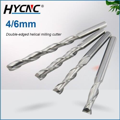 CNC Milling Machine 2 Groove Spiral 4mm 6mm Milling Cutter Milling Acrylic Wood Cnc Engraving Bit