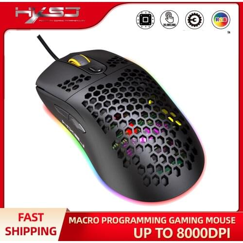 X600 Gaming Mouse Honeycomb Light weight Gaming Mouse with Backlight up to 8000 DPI Wired PC Gaming Mouse for Mac Laptop