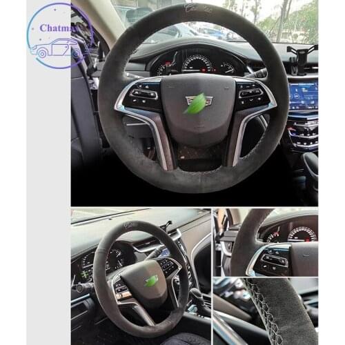 Steering Wheel Cover for Cadillac XT4 XT5 XT6 CT4 CT5 CT6 SRX ATS CTS XTS Suede Leather Hand Sewing Wrap DIY Stitchwork Holder