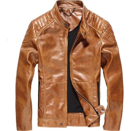 Mens Leather Jacket Autumn Winter Jacket Genuine Cow Leather Luxury Coat Streetwear Motorcycle Jacket Veste Homme 16-46 MY1704