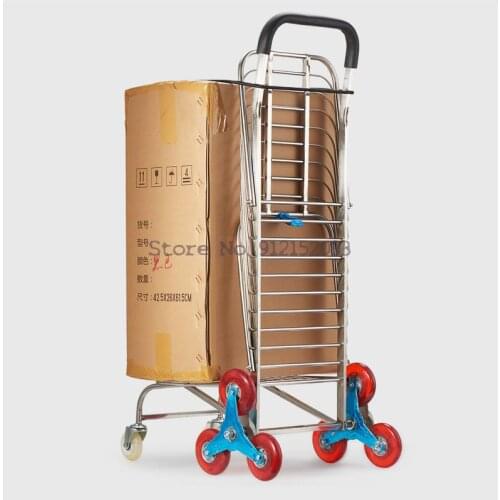 Stainless Steel Multifunctional Stair Climbing Trolley Portable Folding Small Trailer For Grocery Shopping, Pulling Goods And Ha