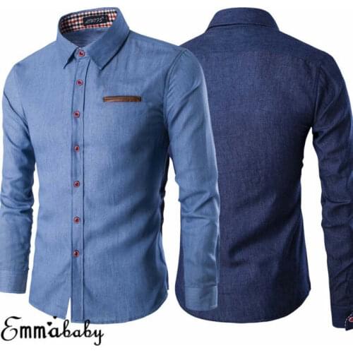 2021 New Mens Casual Slim Fit Stylish Wash Denim Long Sleeves Jeans T Shirts Smart Casual Fashion Men Clothes M-XXXL