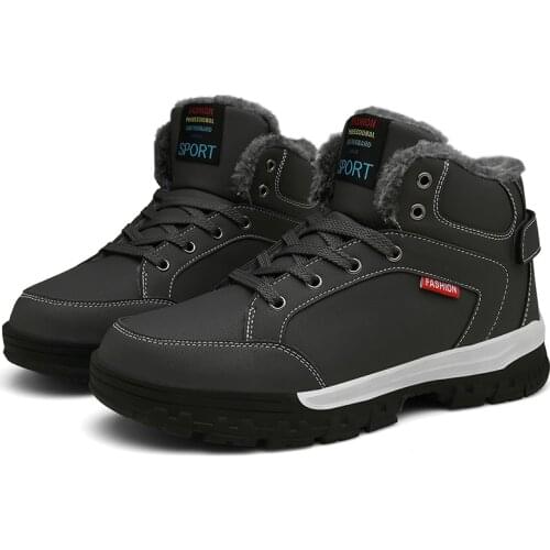 Fur Plush Snow Men Boots Super Warm Men Ankle Boot Casual Male Waterproof Winter Solomon Outdoor Working Shoes Zapatos De Hombre