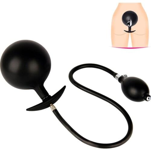 Inflatable Anal Plug Butt Plug With Steel Ball Silicone Anus Dilator Pump Expandable Prostate Massager Anal Balls Masturbator